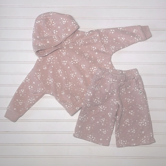 EASY PEASY Floral Pullover Hoodie Sweatshirt & Capri Length Sweatpants Set - Picture 1 of 1